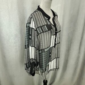 Joseph Ribkoff S6 Blank White Grey Button Up V Neck Top